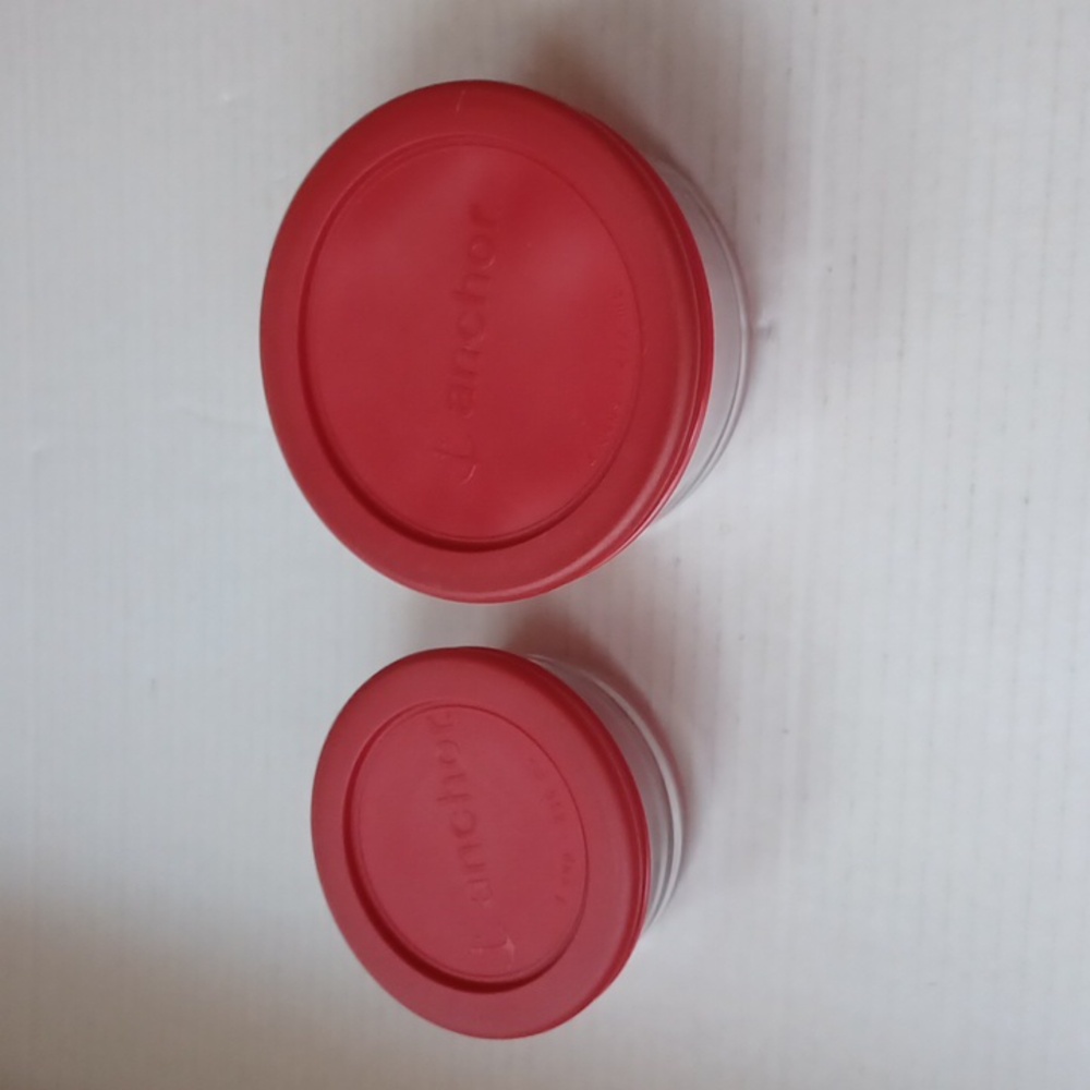 4/$40 New Glass Containers With Fitted Lids - Set of 2 (4 pc.) Small Round